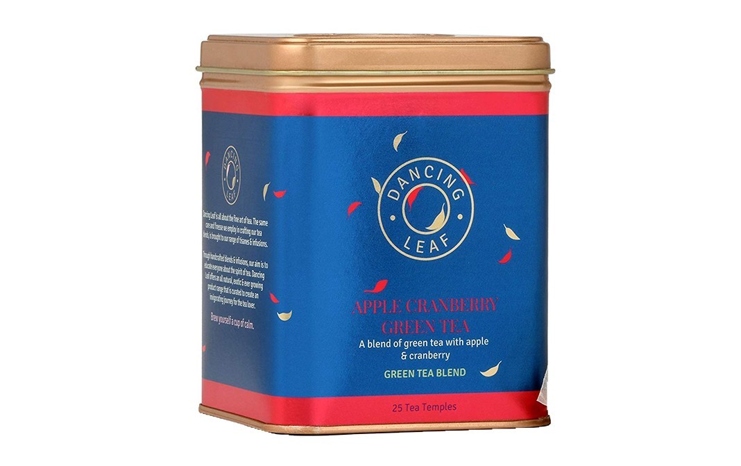 Dancing Leaf Apple Cranberry Green Tea   Tin  50 grams